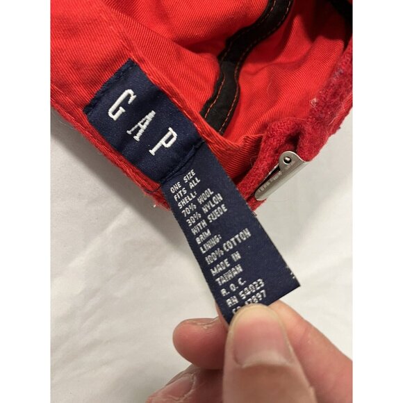 Vintage Gap Hat Baseball Cap Strap Back Wool Crown Red Suede Body Adult O/S - Picture 7 of 10